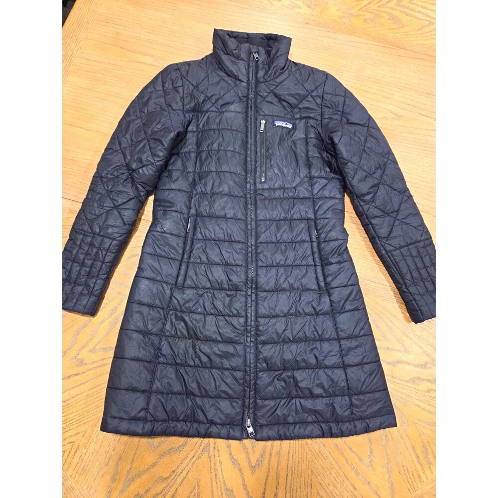 Patagonia Nano Puff Parka Womens XS Black Long Insulated Coat Primaloft Quilted
